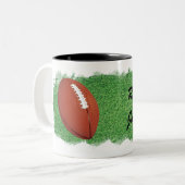 Football with Artistic Image of Grass Personalize ツートーンマグカップ (正面左)