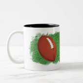 Football with Artistic Image of Grass Personalize ツートーンマグカップ (左)
