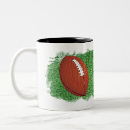 Football with Artistic Image of Grass Personalize ツートーンマグカップ