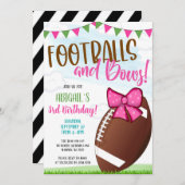 Footballs and Bows Party Invite 招待状 (正面/裏面)