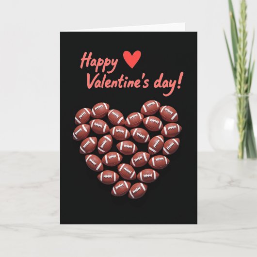 Footballs Form Heart Valentines Card カード (正面)