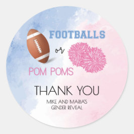 Footballs or Pom Poms gender reveal stickers ラウンドシール