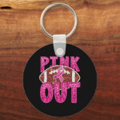 Footbyllおもしろいピンクリボン乳癌 キーホルダー (正面)