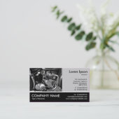 Footed Photo - Lt Gray – モーターサイクルエンジン 名刺 (スタンド正面)