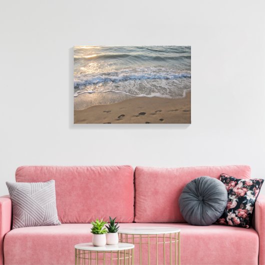 Footprints in the Sand キャンバスプリント (インサイチュ (リビング))