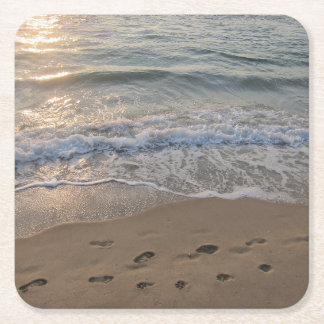 Footprints in the Sand スクエアペーパーコースター
