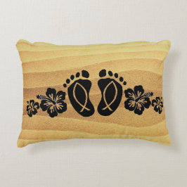 Footprints In The Sand Accent Pillow アクセントクッション