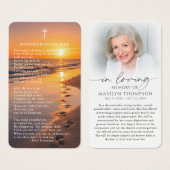 Footprints In The Sand Photo Funeral Prayer Card (正面&裏面)