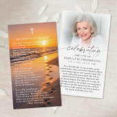 Footprints In The Sand Photo Memorial Prayer Card