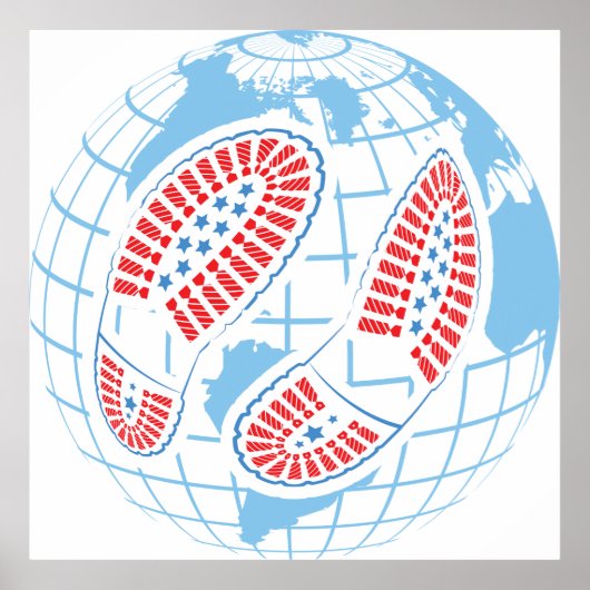 Footprints On A Globe Poster ポスター (正面)