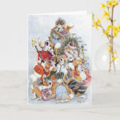 Foppaの9生命猫-空白のな挨拶状 カード (黄色い花)