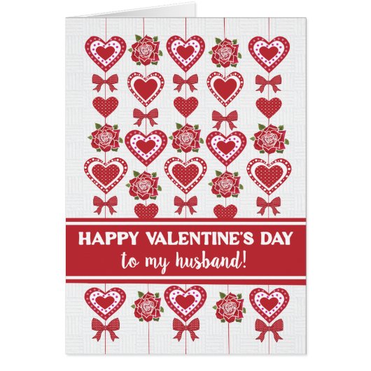 for夫バレンタインの赤いバラのハート弓 (正面)