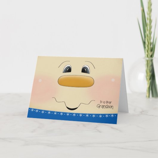 For孫クリスマスハッピー雪だるま顔 シーズンカード (正面)