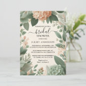 for赤面ピーチミントモスサージグリーンブライダルシャワー 招待状 (スタンド正面)