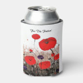 'For 落ちた The' (赤いポピーデザイン) 缶クーラー (缶正面)