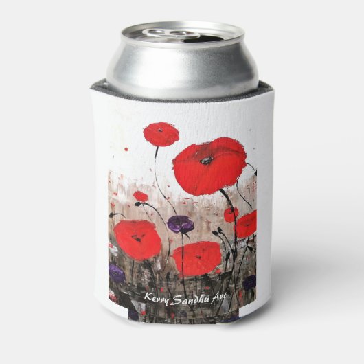 'For 落ちた The' (赤いポピーデザイン) 缶クーラー (缶裏面)