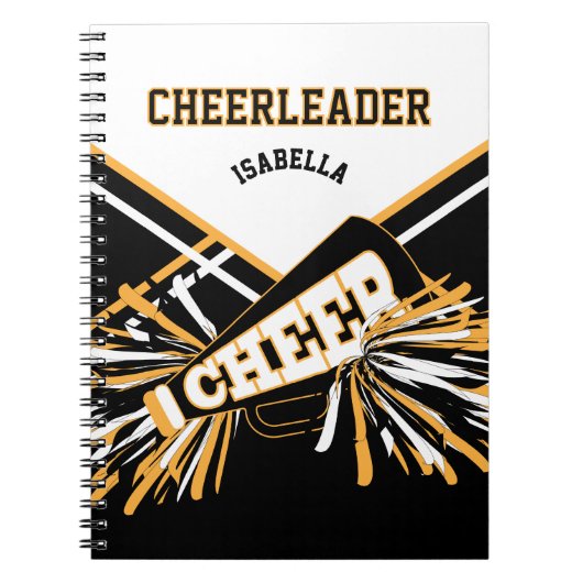 For a Cheerleader – ホワイト、金ゴールド、ブラック ノートブック (正面)