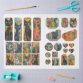 For Artists Cat Themed Junk Journal Ephemera 薄葉紙 (クラフト)
