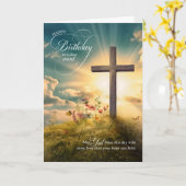 For Aunt Christian Birthday Cross on Hill カード (黄色い花)