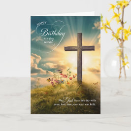 For Aunt Christian Birthday Cross on Hill カード