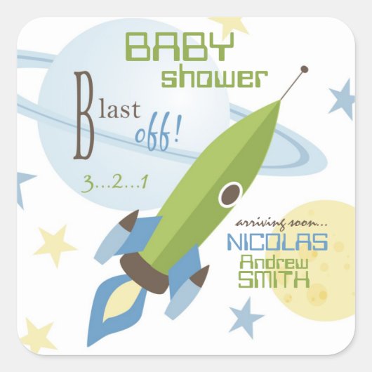 For Baby Boy Invite Squareステッカー スクエアシール (正面)