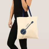 For Banjo Players Navy Blue Personalized トートバッグ (正面(商品))