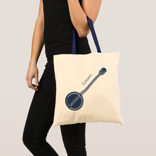 For Banjo Players Navy Blue Personalized トートバッグ (正面(商品))