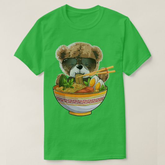 For Bear Lover & Japanese Food, Cute Kawaii Ramen  Tシャツ (デザイン正面)