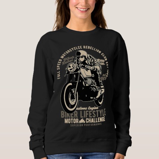 For bikers and motorcyclists biker rebel lifestyle スウェットシャツ (正面)