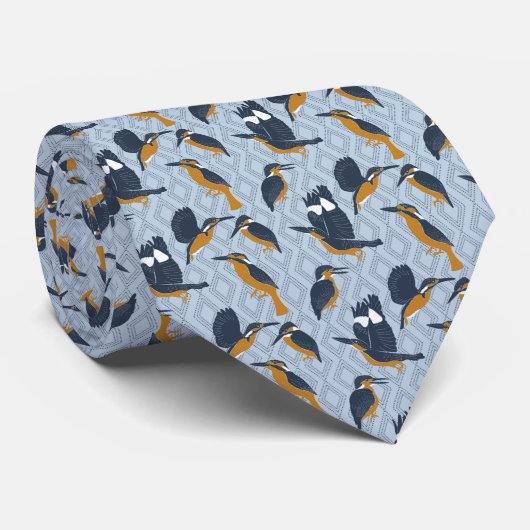 For Bird Lovers Cozy Kingfishers Patterned ネクタイ (ロール)