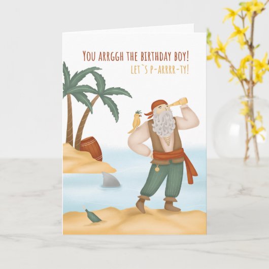 For Boy Cute Pirate誕生日 カード (黄色い花)