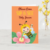 For Boy Sip and See Baby Shower招待状 カード (黄色い花)