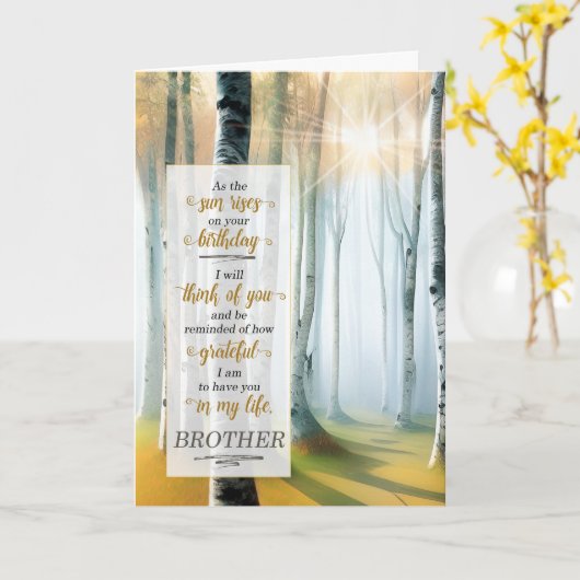 For Brother Outdoors with Birch Forest Birthday カード (黄色い花)