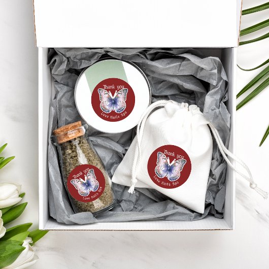 For Business Butterfly Custom Shop Name Thank You  ラウンドシール