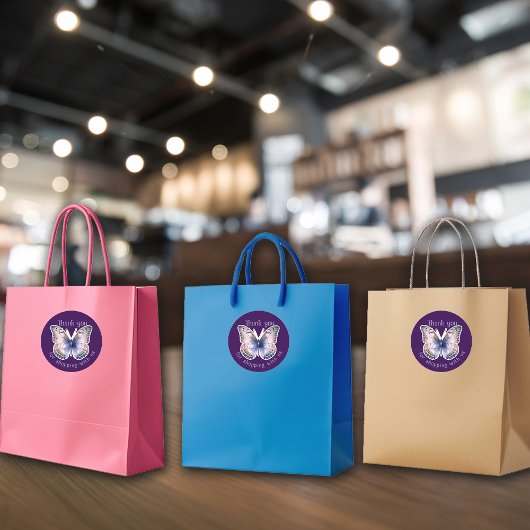 For Business Butterfly Custom Shop Name Thank You  ラウンドシール