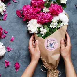 For Business Butterfly Custom Shop Name Thank You  ラウンドシール