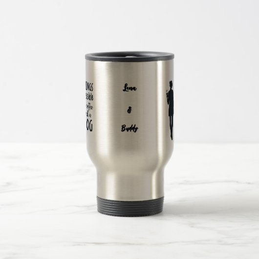 For coffee and dog lovers: customizable トラベルマグ (中央)