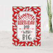for Dad Birthday Wish Big Red Botanical Typography カード (正面)