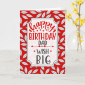 for Dad Birthday Wish Big Red Botanical Typography カード (黄色い花)