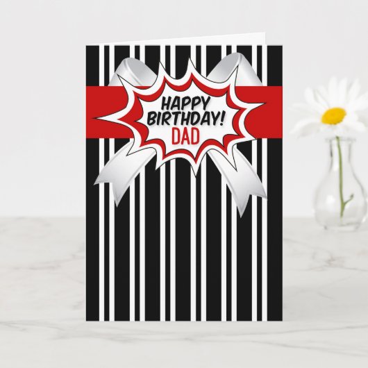 for Dad Birthday with Red Comic Book Style カード (小さな植物)