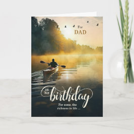 For Dad on His Birthday Rowing Kayak on the Lake カード