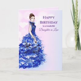 For Daughter in Law on Birthday Sparkly Blue Gown カード