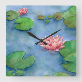 Fôr de Lotus Aguarela スクエア壁時計