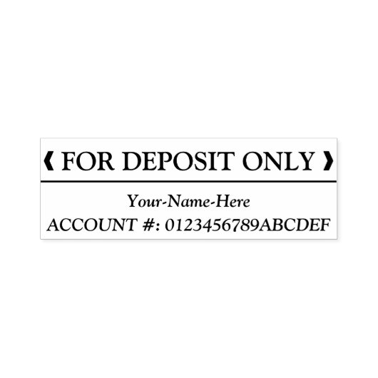 "FOR DEPOSIT ONLY" +名前をカスタムするゴム印 セルフインキングスタンプ (デザイン)