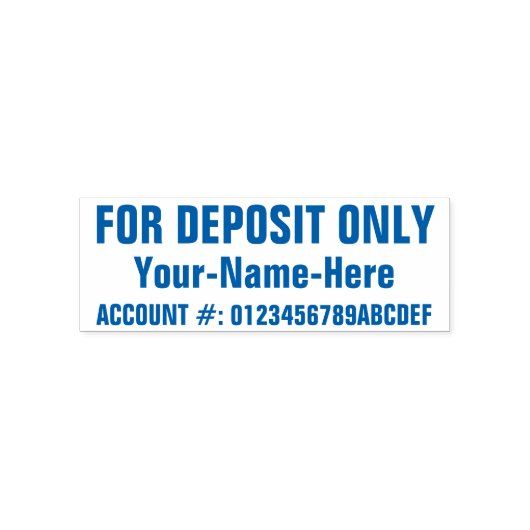 "FOR DEPOSIT ONLY" +名前をカスタムするゴム印 セルフインキングスタンプ (デザイン)