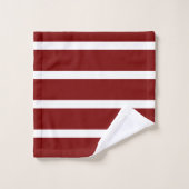 For Elegant Homes – Deep Red & White Striped  バスタオルセット (ウォッシュタオル)