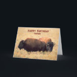 For Father誕生日with a Bison カード<br><div class="desc">大草原に背の高い草が生えている一対のバイソンを持つ父親のための誕生日の挨拶。アート、イメージ、詩の著作権© Shoaff Ballanger Studios,  2023.</div>