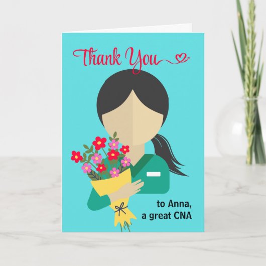 For Female CNA Thank With Bouquet カード (正面)