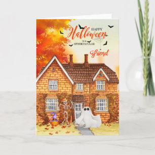 for Friend Autumn House with幽霊ハロウィン シーズンカード