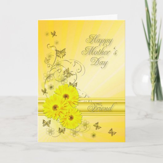 For Friend, Mother's Day with yellow flowers カード (正面)